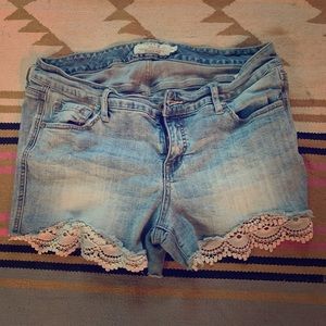 Super Cute Torrid Denim Shorts with Lace